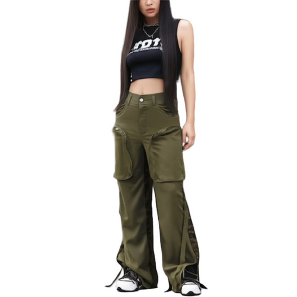 Lulunico by Chicways Camouflage Cargo Pants Army Green Small - Picture 2 of 16